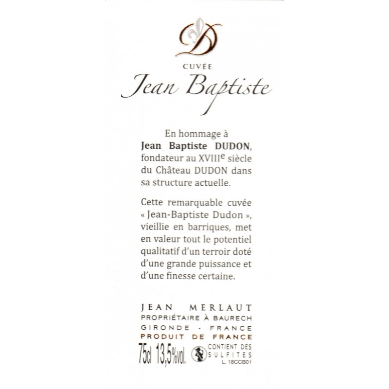 CUVEE JEAN BAPTISTE DUDON 2018