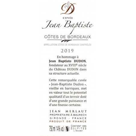 CUVEE JEAN BAPTISTE DUDON 2019