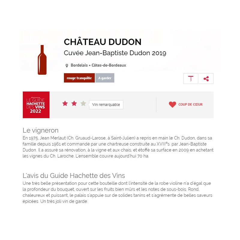 CUVEE JEAN BAPTISTE DUDON 2019
