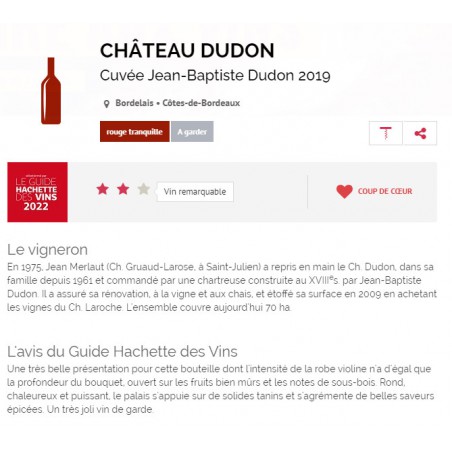 CUVEE JEAN BAPTISTE DUDON 2019