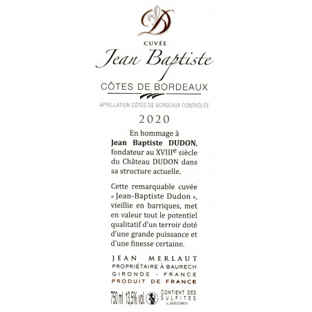 CUVEE JEAN BAPTISTE DUDON 2020