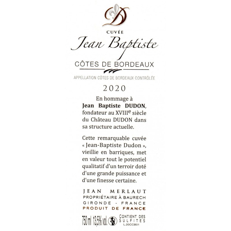 CUVEE JEAN BAPTISTE DUDON 2020
