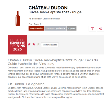 CUVEE JEAN BAPTISTE DUDON 2022