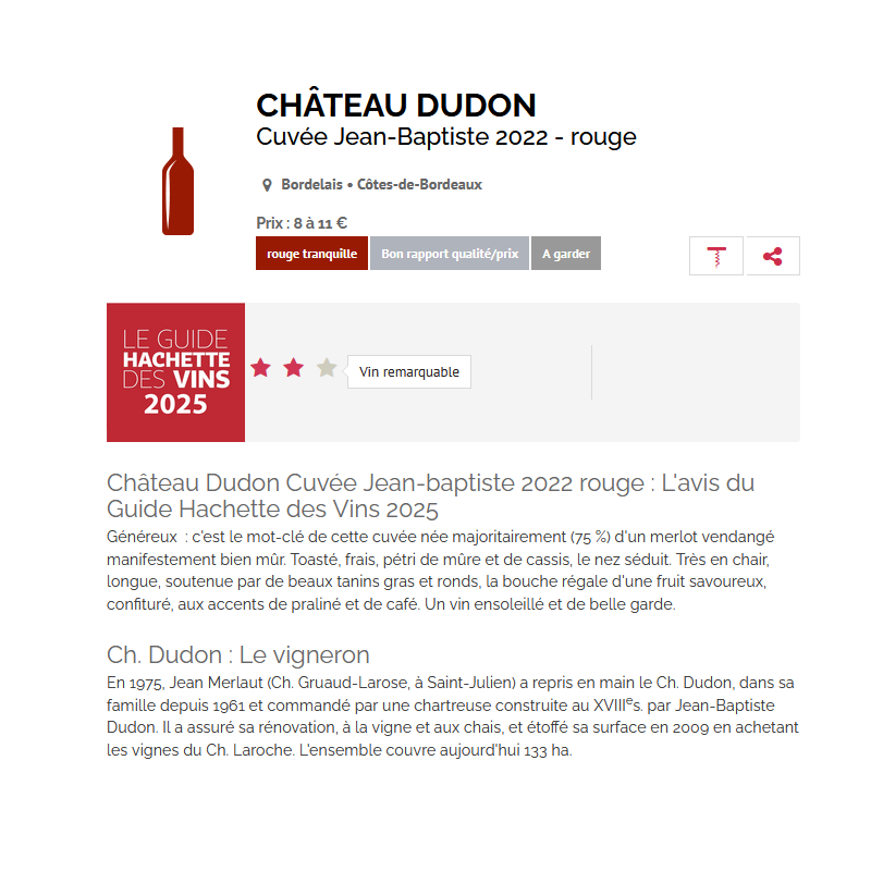 CUVEE JEAN BAPTISTE DUDON 2022
