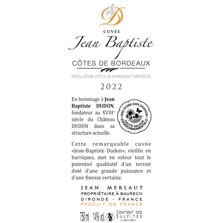 CUVEE JEAN BAPTISTE DUDON 2022