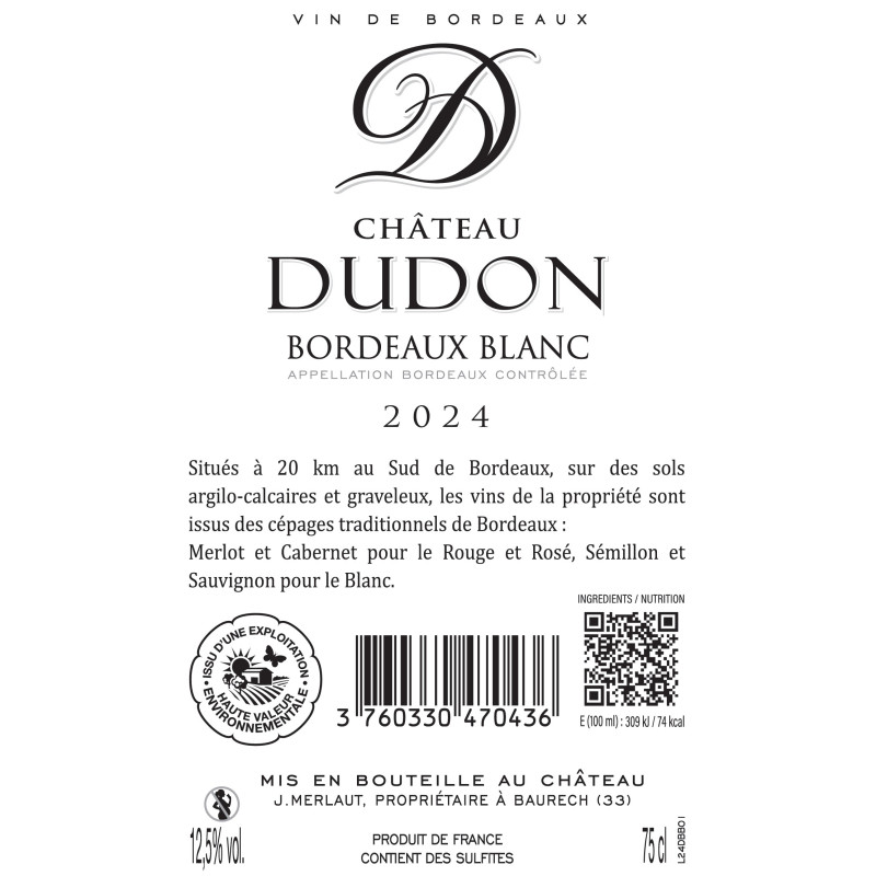 Château DUDON Blanc 2024