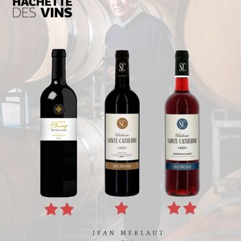 🍇📖 Nous sommes honorés d’annoncer que 6 vins des vignobles Jean Merlaut ont été sélectionnés par l’édition 2026 du prestigieux Guide Hachette des Vins, à paraître ce 3 septembre.

⭐️⭐️ 2 étoiles pour le Château Sainte Catherine Clairet 2024
⭐️⭐️ 2 étoiles pour La Croix Bouey de Malagar 2023 – Bordeaux Rouge
⭐️ 1 étoile pour le Château Sainte Catherine Rouge 2022 – Cadillac Côtes de Bordeaux
⭐️ 1 étoile pour le Château Dudon Rosé 2024 – Bordeaux Rosé
⭐️ 1 étoile pour la Cuvée Jean Baptiste Dudon 2023 – Côtes de Bordeaux
⭐️ 1 étoile pour le Château Dudon Blanc 2024 – Bordeaux Blanc

Une belle récompense pour le travail passionné de nos équipes du vignoble à la bouteille, pour offrir des vins qui reflètent l’âme de Bordeaux. 🍷❤️

➤ Retrouvez ces vins sur notre site Internet 👉  www.jean-merlaut.com 

#GuideHachette #jeanmerlautmoment #winelovers #bordeauxwines #jeanmerlaut #jeanmerlautmoments #grandscrus #jeanmerlautteam #terroir #bordeauxlovers #vinsdebordeaux #wineoclock #bordeaux #jeanmerlautviticulteurabaurech #jeanmerlautexperts #baurech #winewinewine #winetime #negociant #SélectionJeanMerlaut #BordeauxMoments #JeanMerlautMoments #WineLovers #bordeauxwines 

𝘓’𝘢𝘣𝘶𝘴 𝘥’𝘢𝘭𝘤𝘰𝘰𝘭 𝘦𝘴𝘵 𝘥𝘢𝘯𝘨𝘦𝘳𝘦𝘶𝘹 𝘱𝘰𝘶𝘳 𝘭𝘢 𝘴𝘢𝘯𝘵𝘦́, 𝘢̀ 𝘤𝘰𝘯𝘴𝘰𝘮𝘮𝘦𝘳 𝘢𝘷𝘦𝘤 𝘮𝘰𝘥𝘦́𝘳𝘢𝘵𝘪𝘰𝘯.