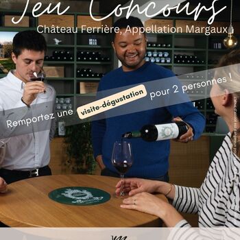 🍇 𝗝𝗘𝗨 𝗖𝗢𝗡𝗖𝗢𝗨𝗥𝗦 | L’équipe Jean Merlaut vous invite à vivre "l'expérience biodynamie" au sein de l'appellation Margaux !🍷

✨ Tentez de remporter une visite unique au sein du Château Ferrière pour 2 personnes : sensorielle, privée et unique, cette découverte vous révélera tous les secrets de la biodynamie et d'un grand vin de l'appellation Margaux. A la suite d'une promenade entre nature et biodiversité, à travers les jardins, la tisanerie, le cuvier et les chais, vous dégusterez 3 vins certifiés, accompagnés de mises en bouche signées par @durandvivien, chef étoilé Michelin. 

𝗣𝗼𝘂𝗿 𝗽𝗮𝗿𝘁𝗶𝗰𝗶𝗽𝗲𝗿 (𝗢𝗕𝗟𝗜𝗚𝗔𝗧𝗢𝗜𝗥𝗘) :
1️⃣ Likez cette publication
2️⃣ Abonnez-vous aux comptes 👉 @jeanmerlaut et @chateau_ferriere 
3️⃣ Identifiez la personne avec qui vous aimeriez vivre cette expérience en commentaire 🍷

📌 ⚠️ Les abonnements seront vérifiés au moment du tirage. Pas d’abonnement = pas de lot !

🗓️ Clôture : 30 mai 2026
🎉 Tirage au sort : 31 mai 2026

🍀 Bonne chance à tous ! Et n’hésitez pas à partager en story pour augmenter vos chances… 😉

#jeuconcours #jeu #jeuinstagram #tentezvotrechance #bonnechance #concours #jeanmerlaut #jeanmerlautmoment #jeanmerlautvins #jeanmerlautselection #terroir #grandcru #experienceoenologique #lbiodynamie #châteauferrière #margaux #appellationmargaux #ferrière #chateauferriere #châteauferrièremargaux #lexpériencebiodynamie #oenotourisme 

𝘓’𝘢𝘣𝘶𝘴 𝘥’𝘢𝘭𝘤𝘰𝘰𝘭 𝘦𝘴𝘵 𝘥𝘢𝘯𝘨𝘦𝘳𝘦𝘶𝘹 𝘱𝘰𝘶𝘳 𝘭𝘢 𝘴𝘢𝘯𝘵𝘦́, 𝘢̀ 𝘤𝘰𝘯𝘴𝘰𝘮𝘮𝘦𝘳 𝘢𝘷𝘦𝘤 𝘮𝘰𝘥𝘦́𝘳𝘢𝘵𝘪𝘰𝘯.